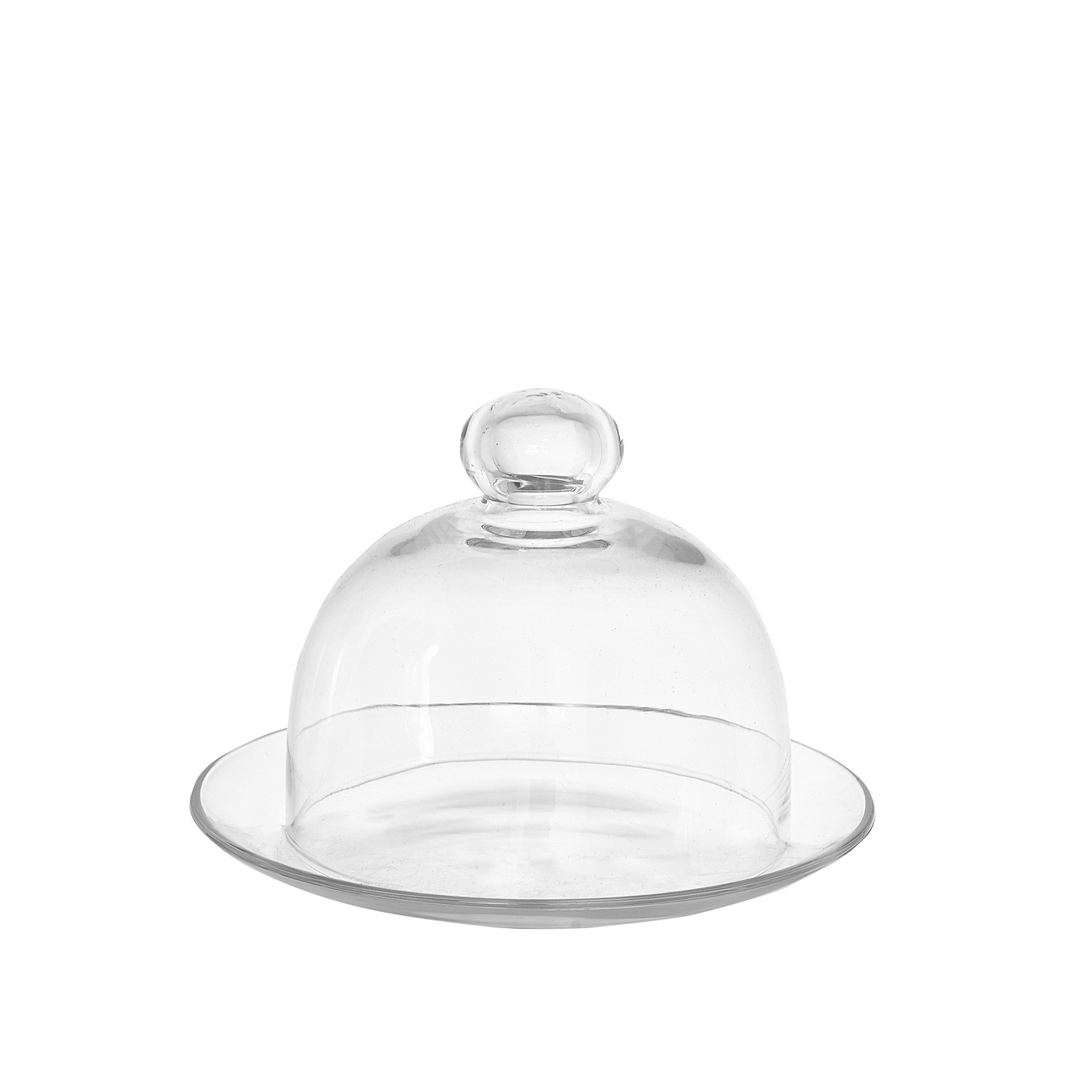 Plate with bell-shaped cover in glass, Transparent, large image number 0