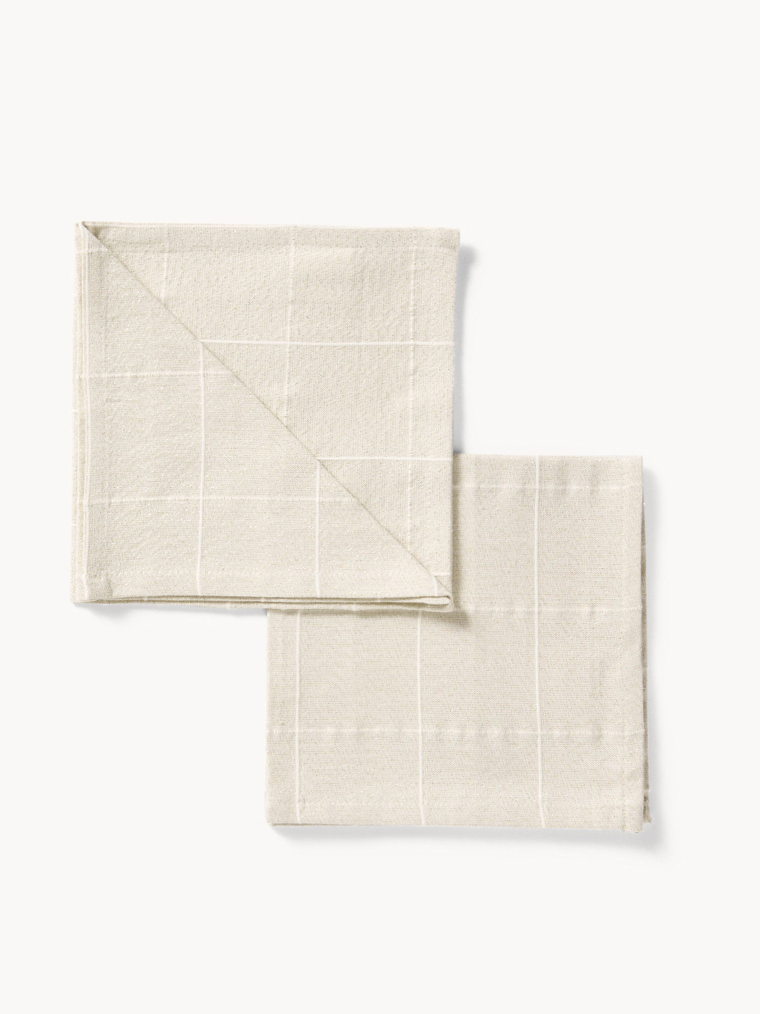 Set of 2 cotton and lurex napkins with a check pattern, Gold, large image number 0