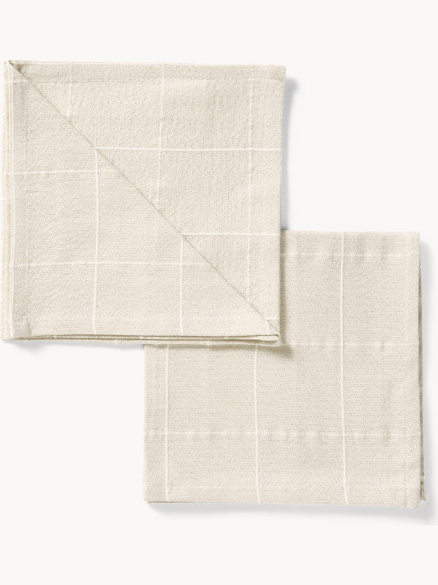 Set of 2 cotton and lurex napkins with a check pattern