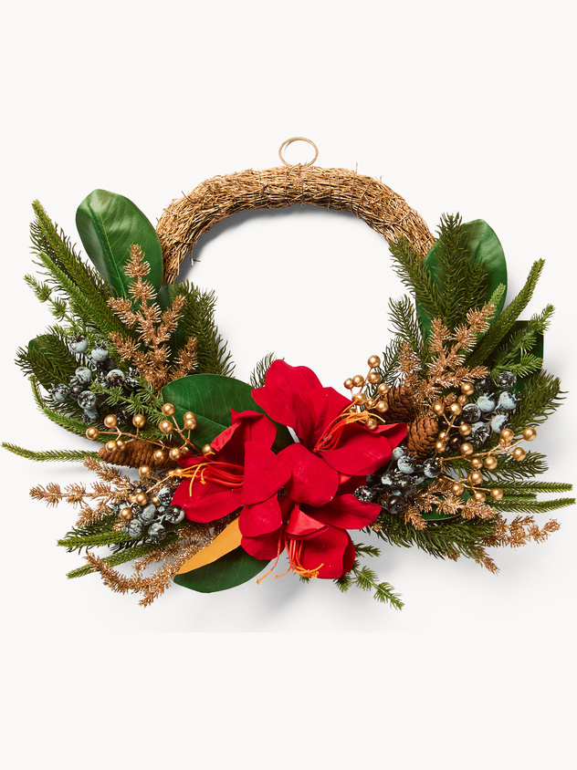 Wreath with artificial flowers