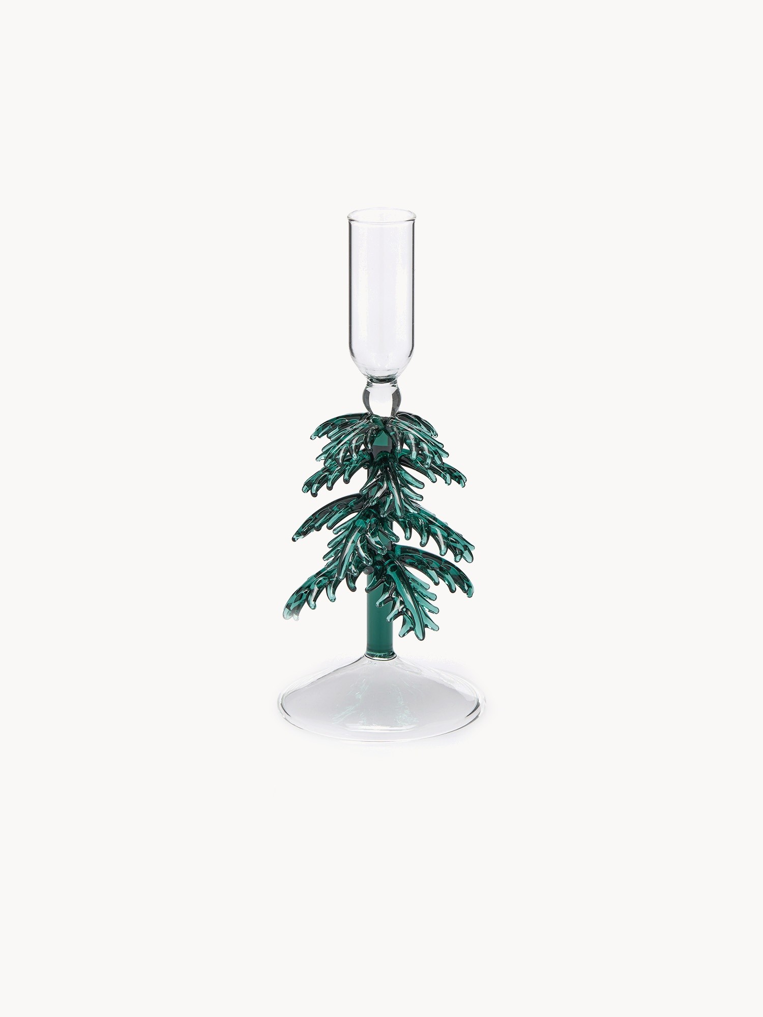 Solid-colored glass candlestick, Green, large image number 0