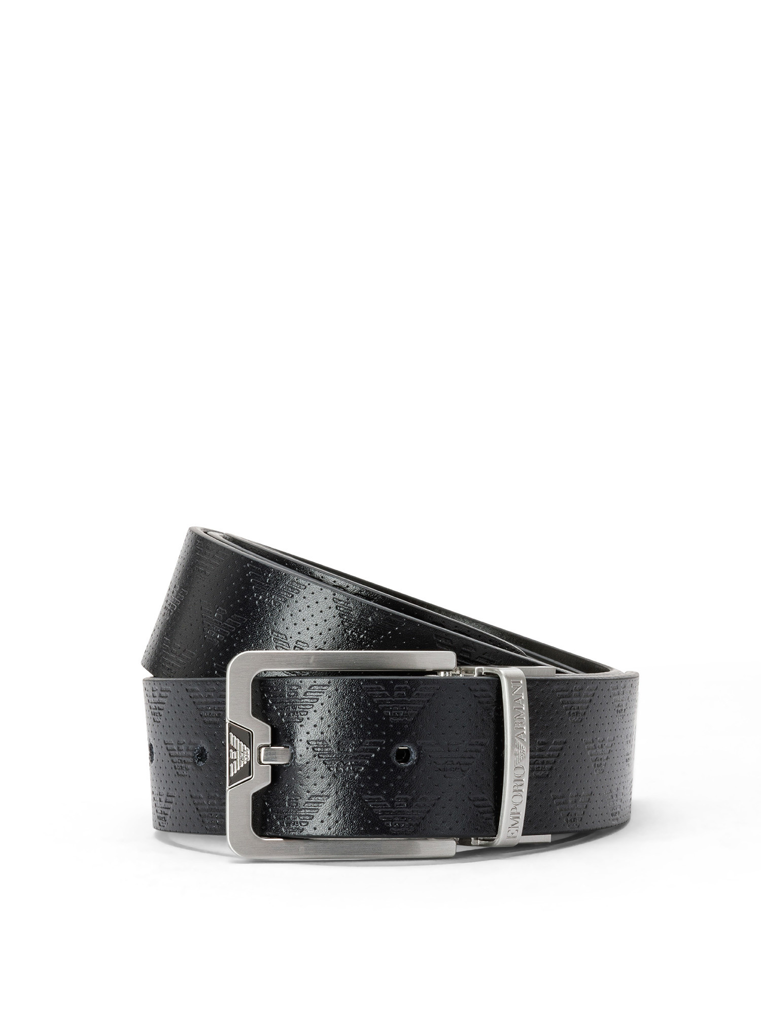 Emporio Armani - Leather belt with logo, Black, large image number 0