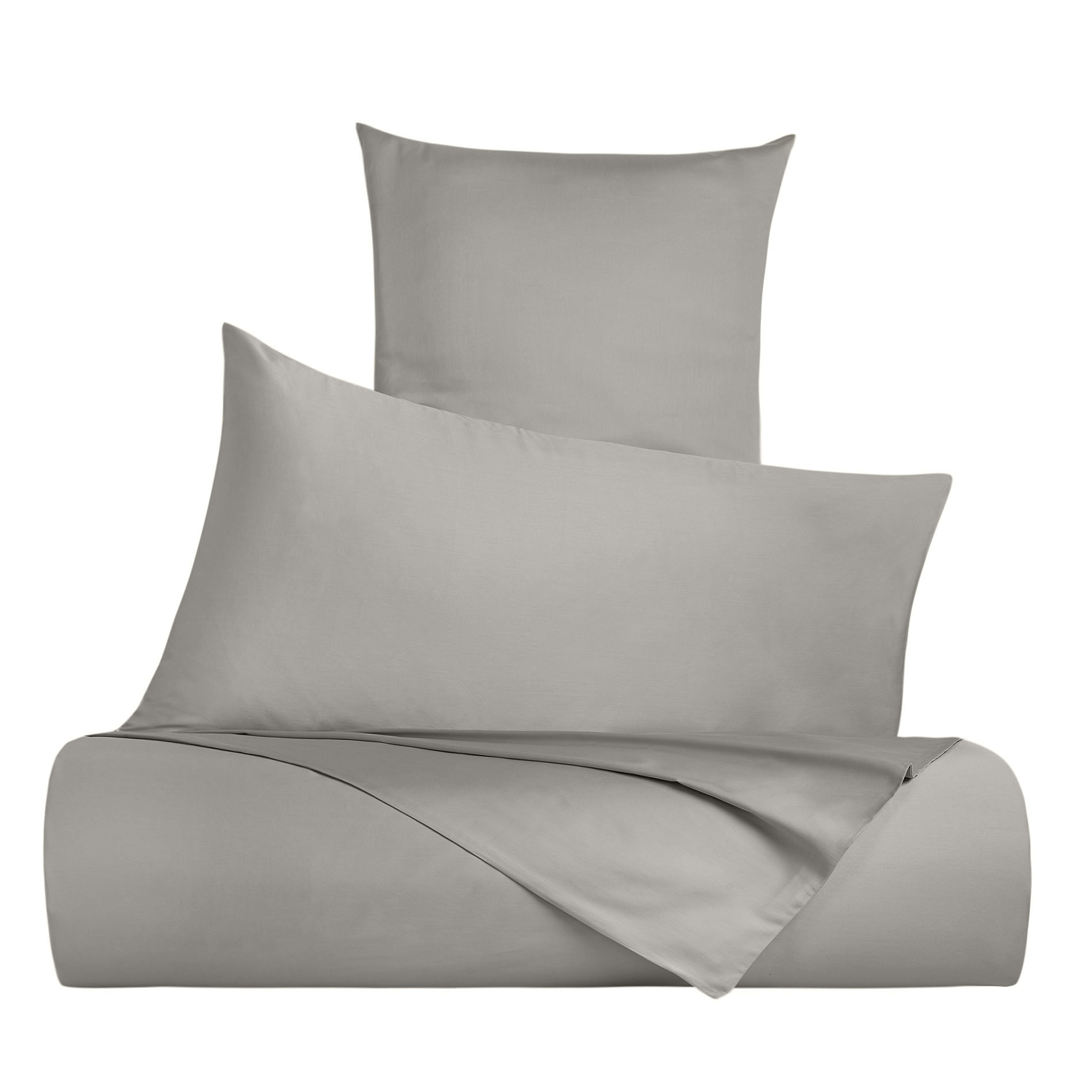 Zefiro bed linen set in 100% cotton satin, Grey, large image number 0