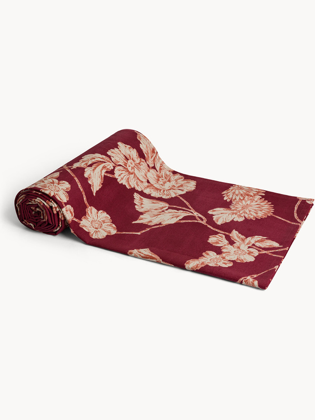 Cotton panama throw with floral print