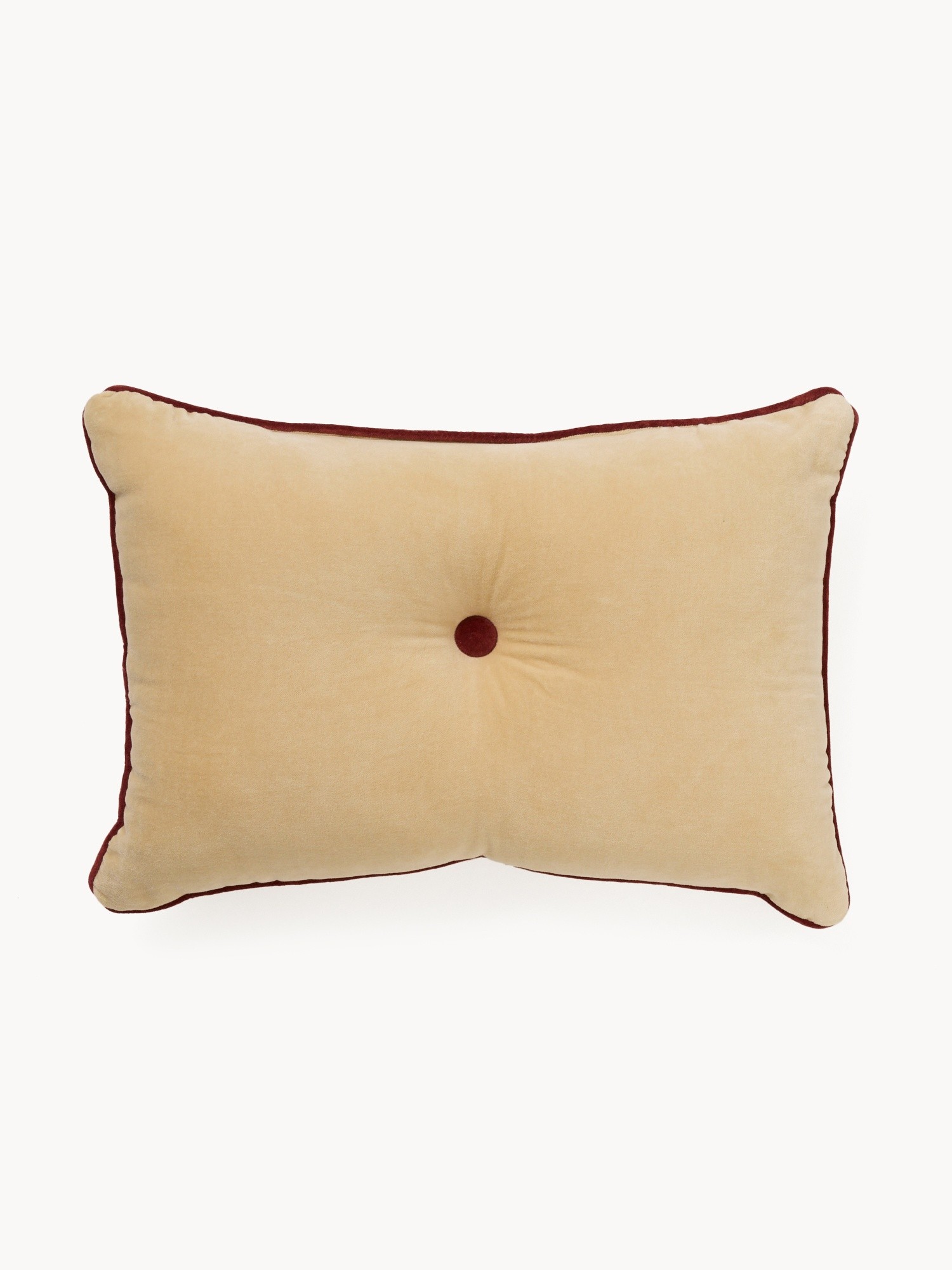 Velvet pillow with button 35x50cm, Red Bordeaux, large image number 0