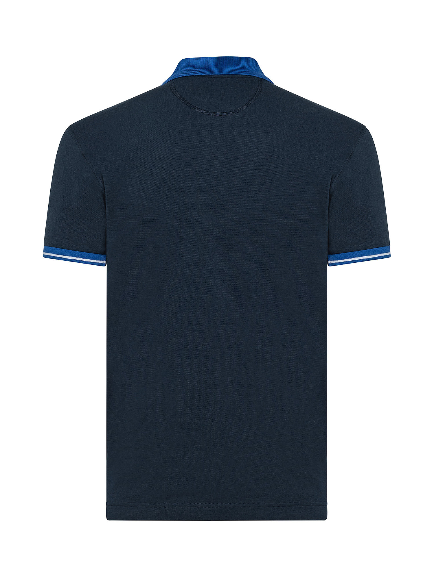 Men's short-sleeved slim-fit stretch cotton polo shirt, Blue, large image number 1