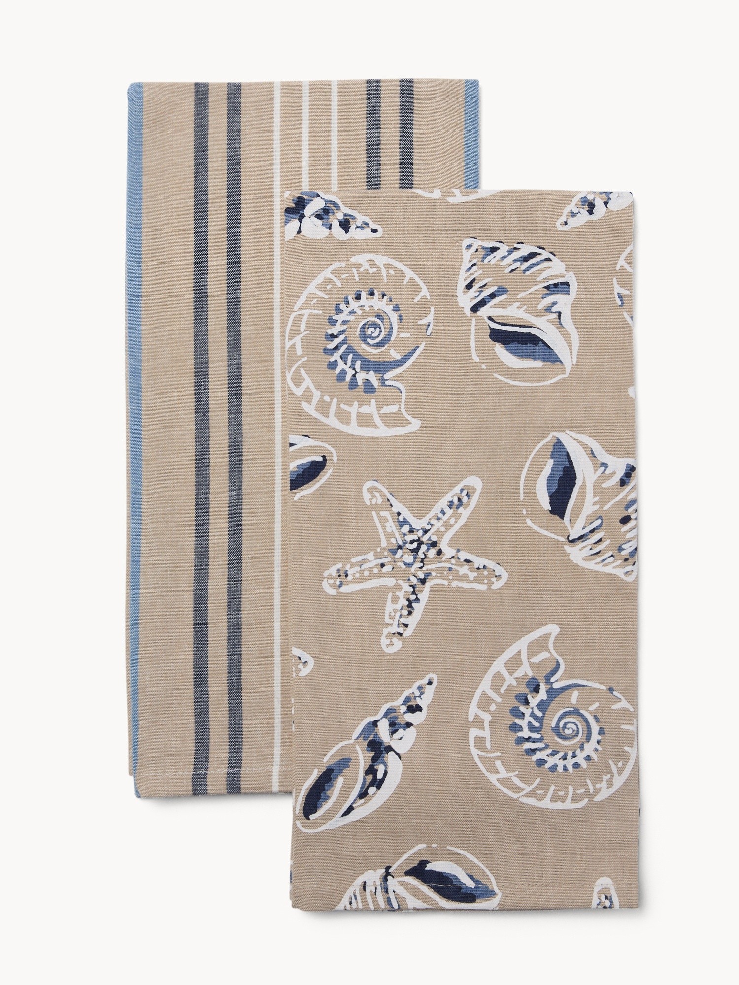 Set of 2 nautical-themed cotton tea towels - Introductory price, Indigo Blue, large image number 0