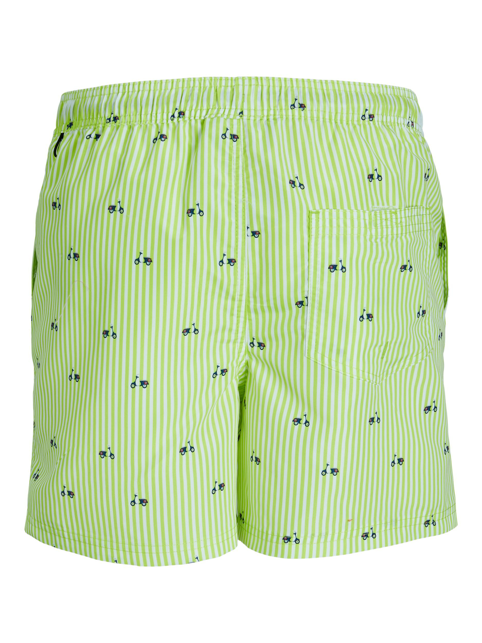 Jack & Jones - Regular fit striped swim trunks with print, Lime Green, large image number 1