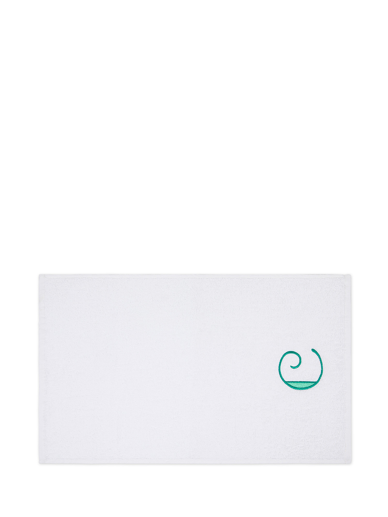 Set asciugamano in spugna ospite e viso con monogramma lettera, Verde, large image number 1