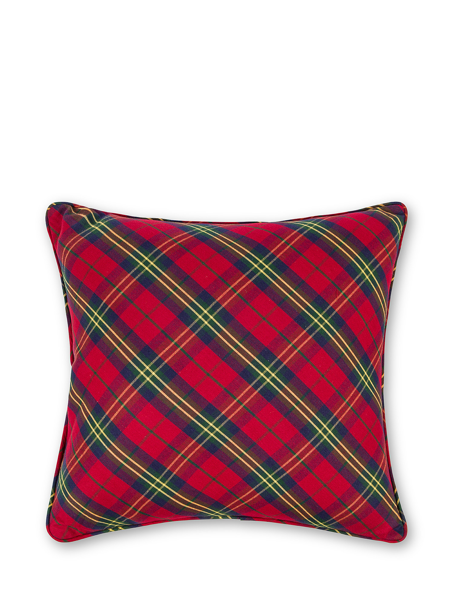 Cotton flannelette tartan cushion, Red, large image number 0