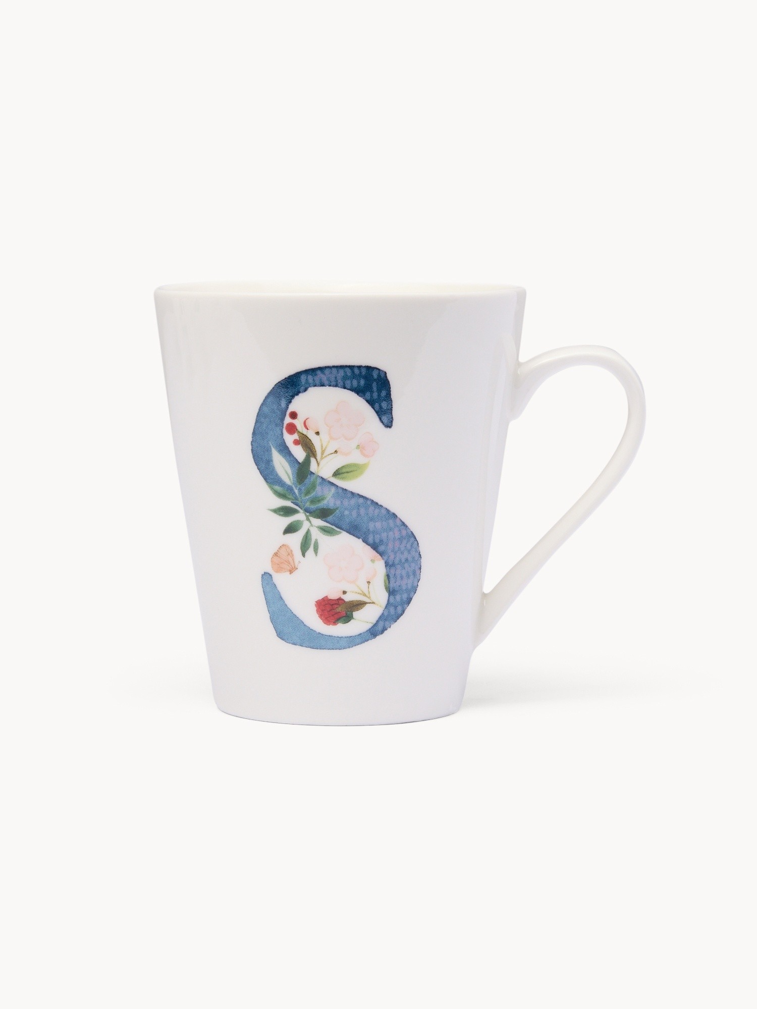 New bone china mug,letter S, White 1, large image number 0