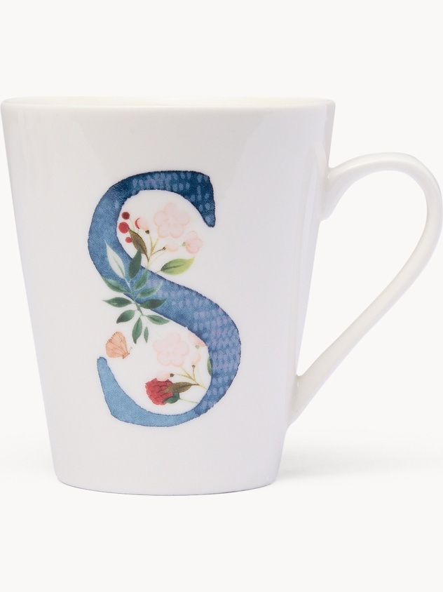 Mug in new bone china lettera S