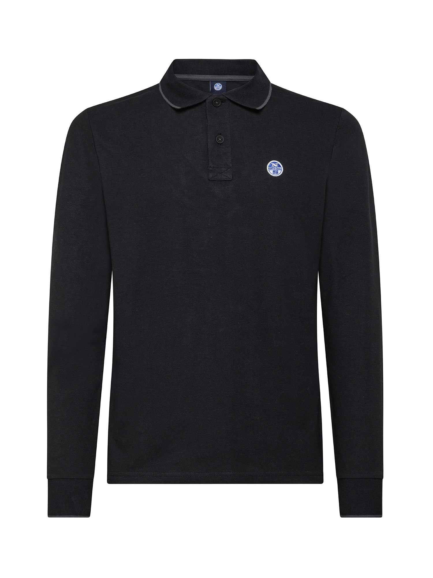 Polo long sleeve graphic, Black, large image number 0