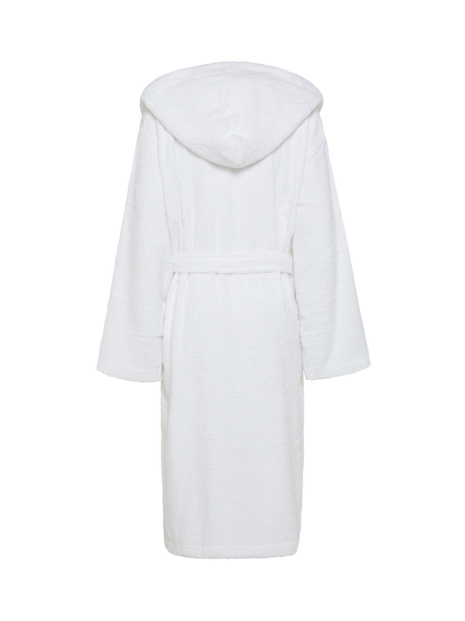Terry cotton bathrobe with applications, White, large image number 1