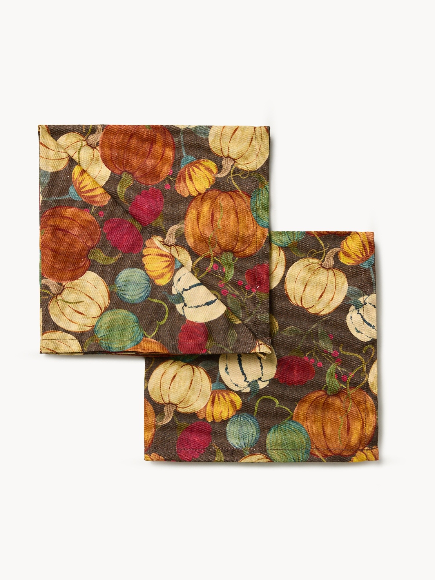 Set of 2 cotton panama napkins with pumpkin print, Multicolor, large image number 0