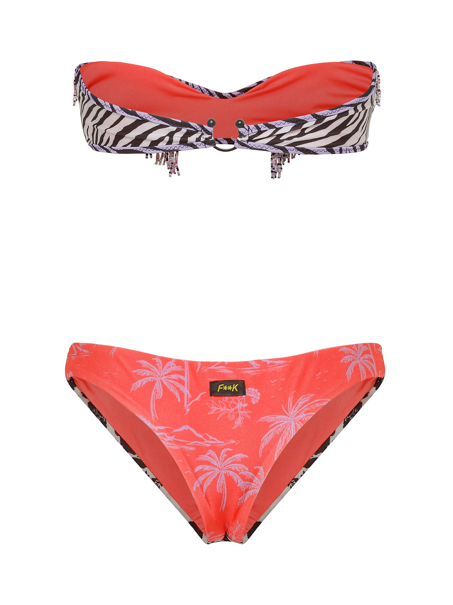 Bikini fascia e slip brasiliano fisso, Multicolor, large image number 1