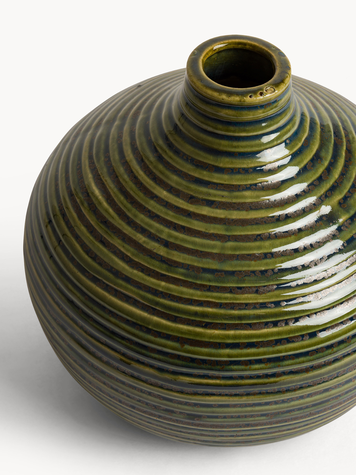 Vietnamese handcrafted ceramic vase, Green, large image number 1