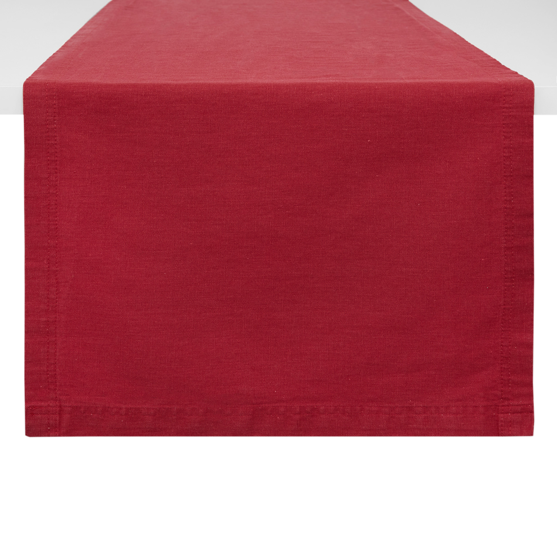 Solid colour table runner in 100% garment-washed cotton, Dark Red, large image number 1