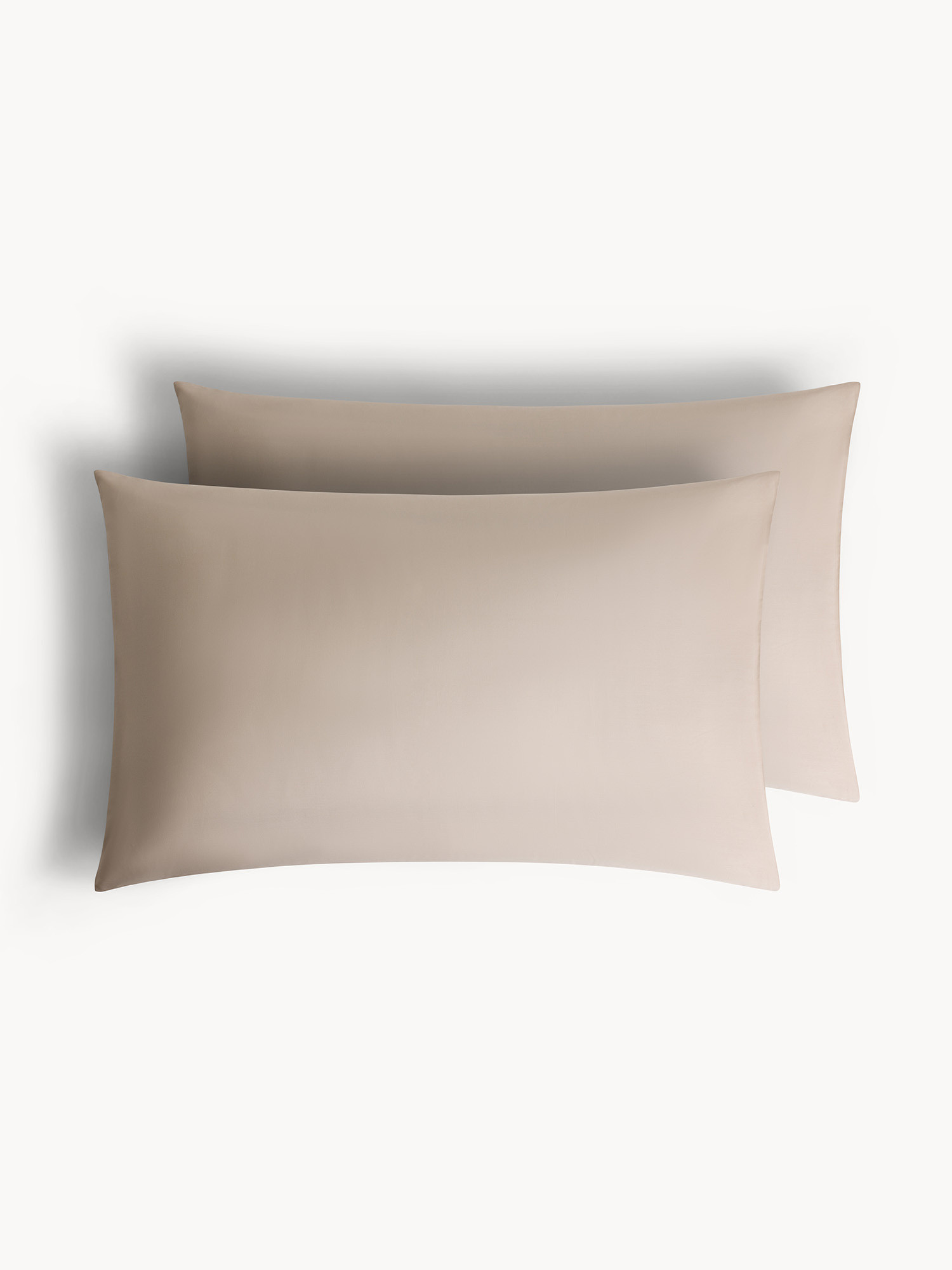 Solid color percale cotton pillowcase, Beige, large image number 0