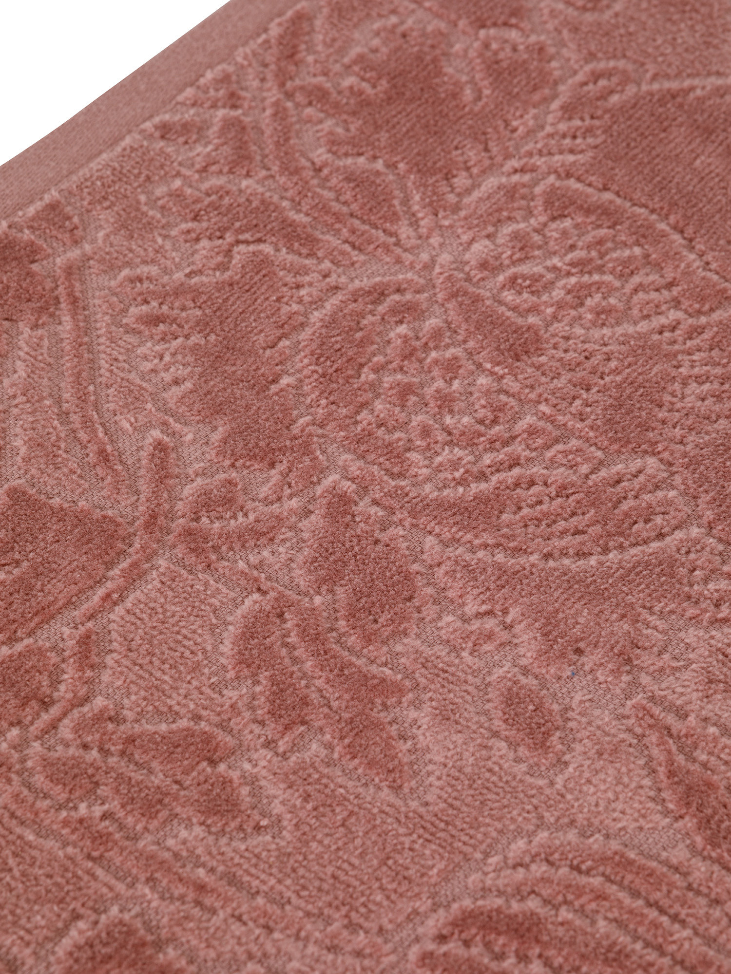 Asciugamano in velour di puro cotone tinta unita con lavorazione fiori, Rosa, large image number 2
