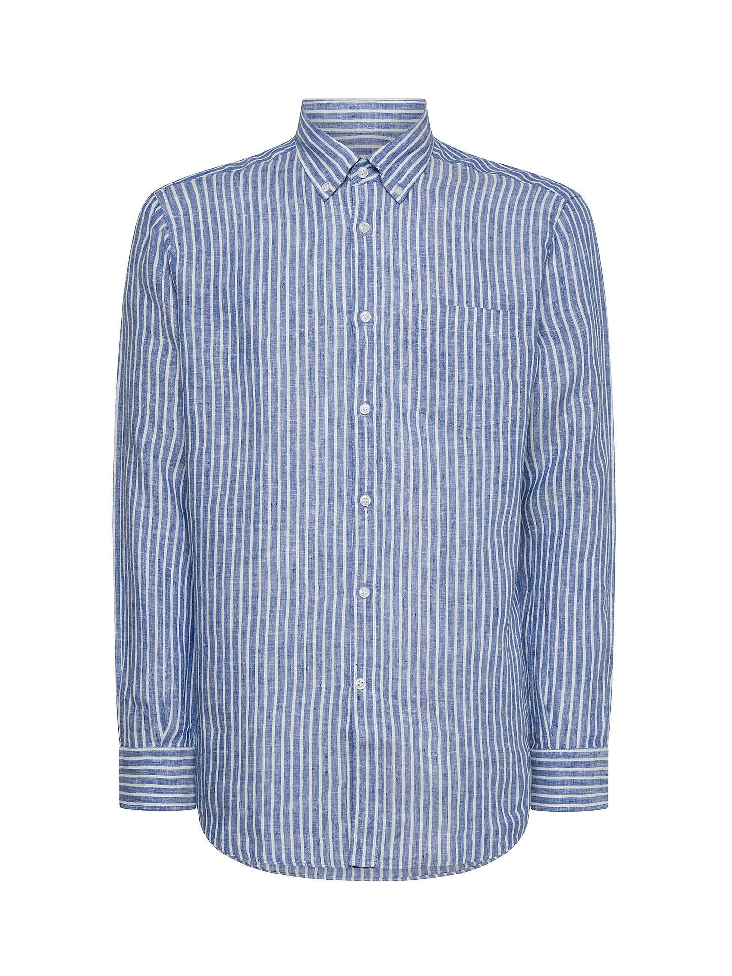 Luca D'Altieri - Camicia regular fit in puro lino, Blu, large image number 0