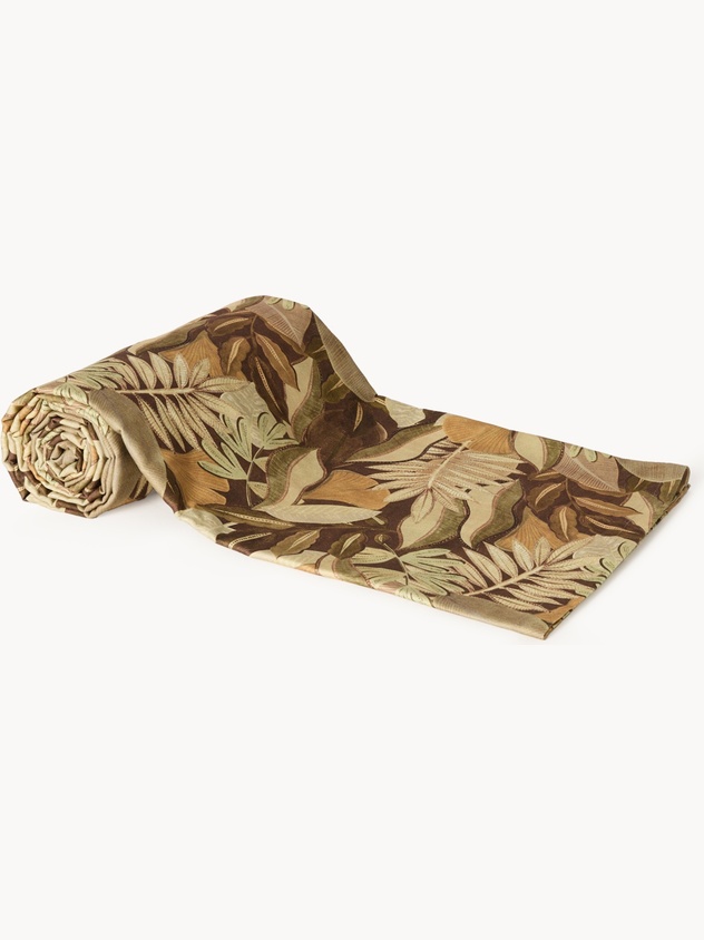 Cotton throw with foliage print