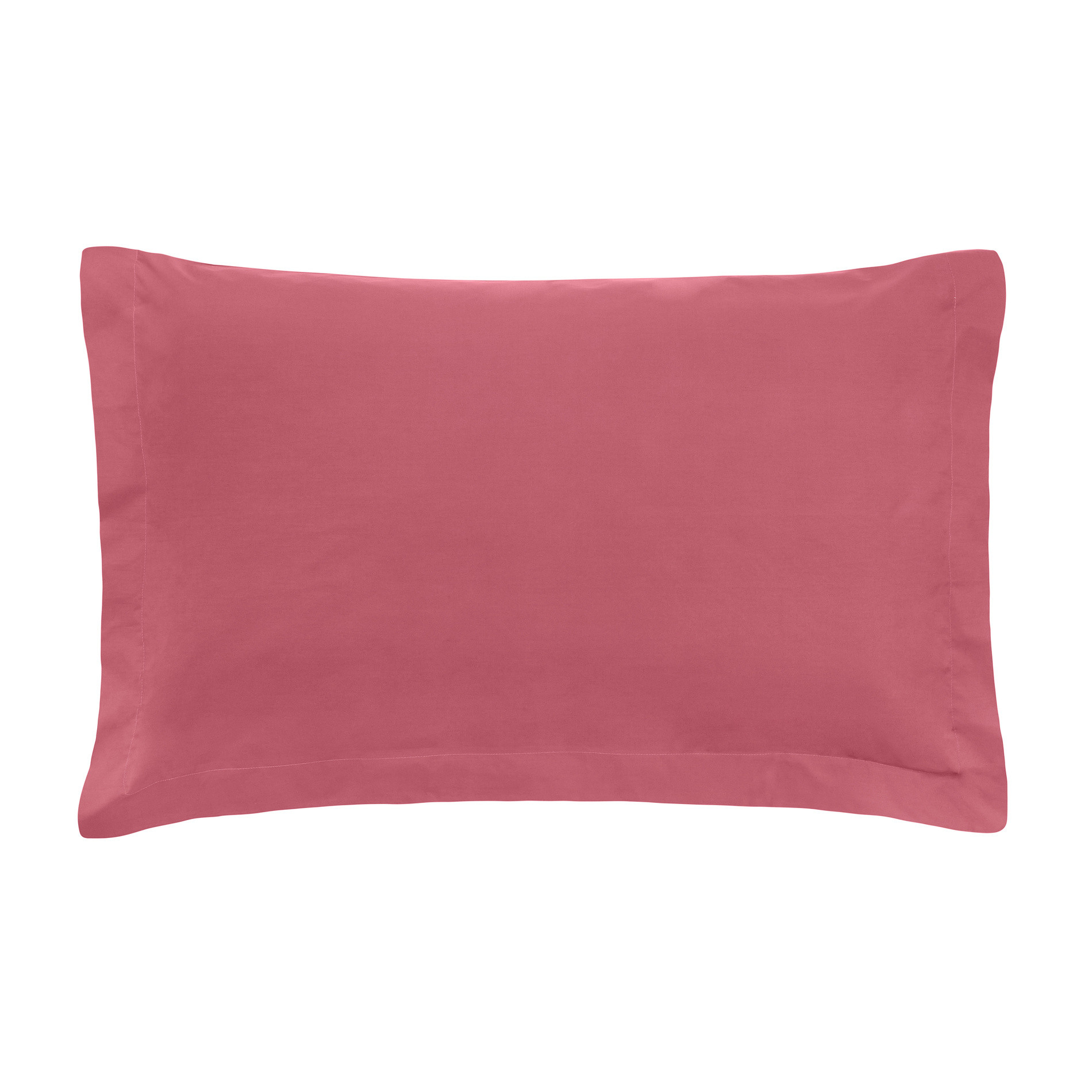 Zefiro solid colour pillowcase in percale., Dark Pink, large image number 0