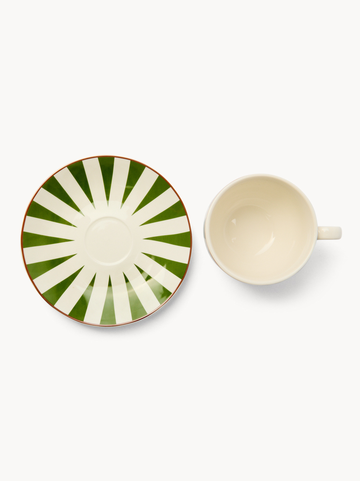 Set of 4 striped new bone china tea cups, Multicolor, large image number 2