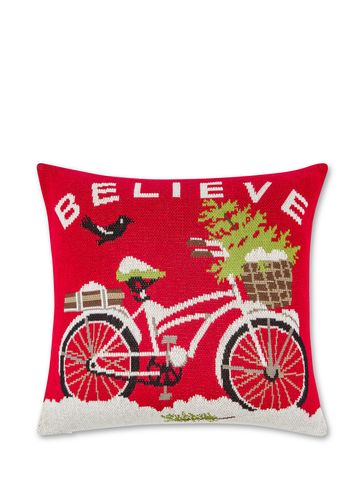 Jacquard knitted cushion 45x45cm, Red, large image number 0