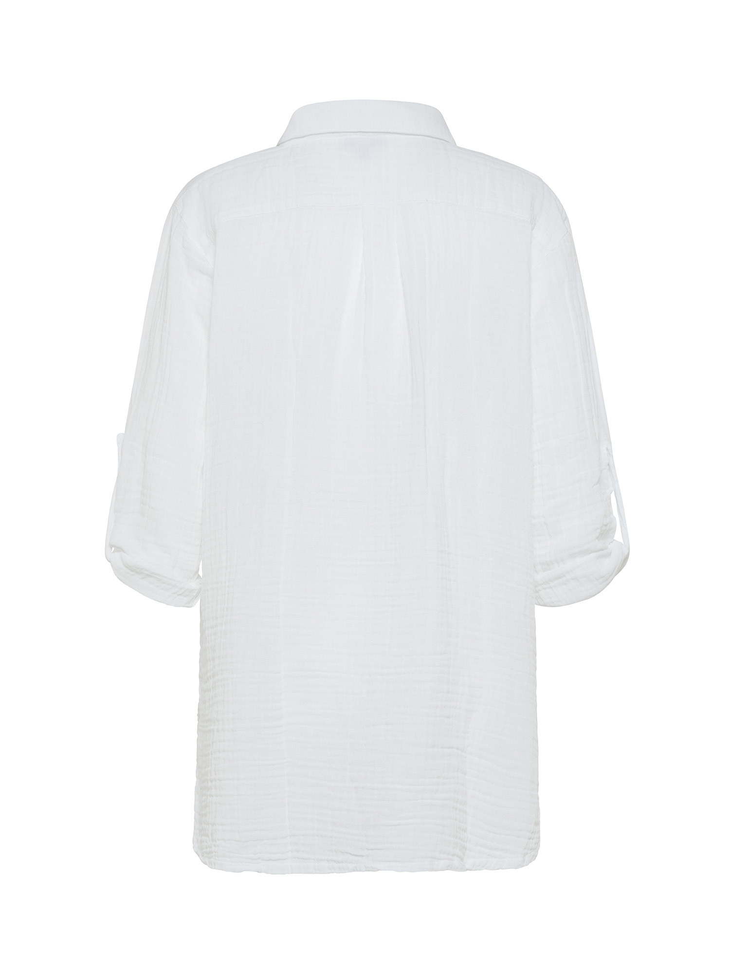 Camicia lunga in mussola maniche a 3/4, Bianco, large image number 1