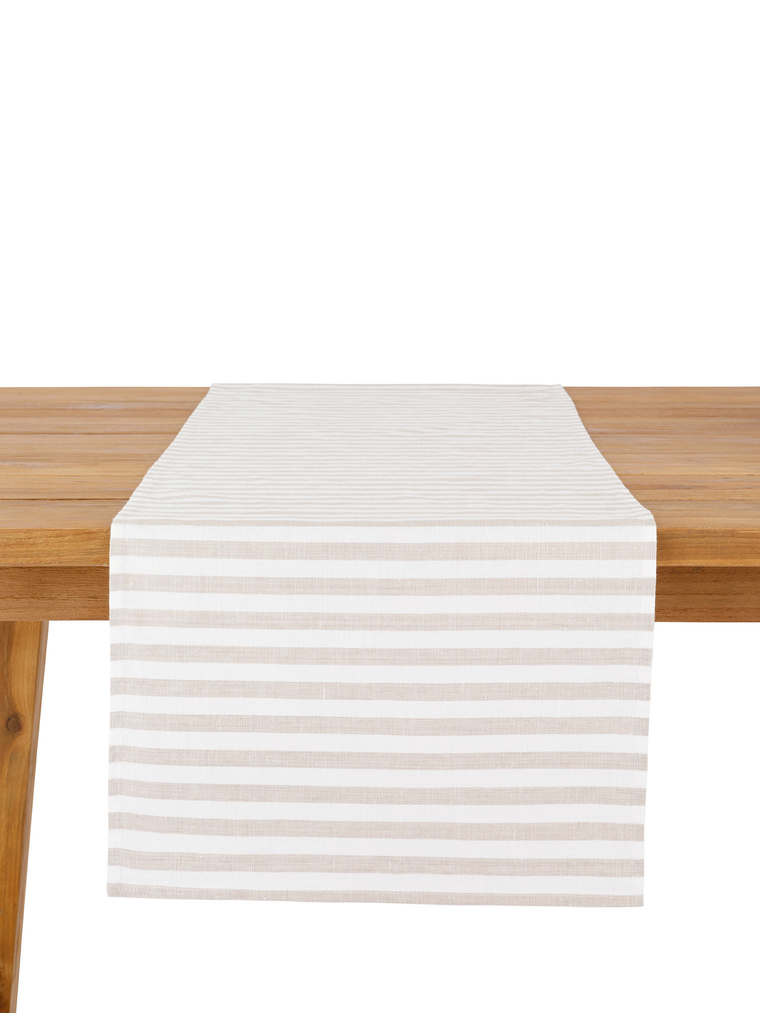 Striped linen and cotton table runner, Beige, large image number 2