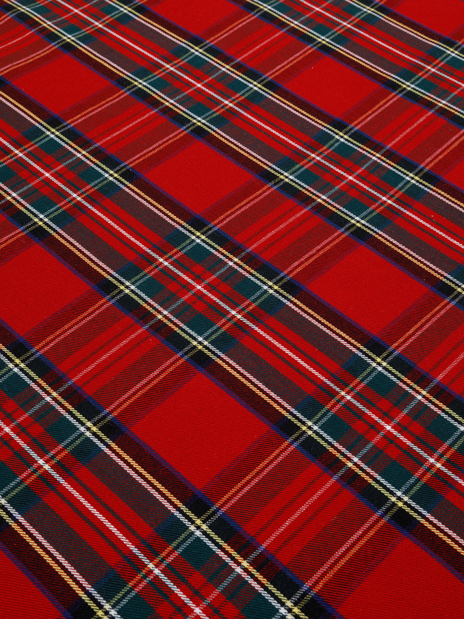 Round tartan cotton twill tablecloth, Red, large image number 1
