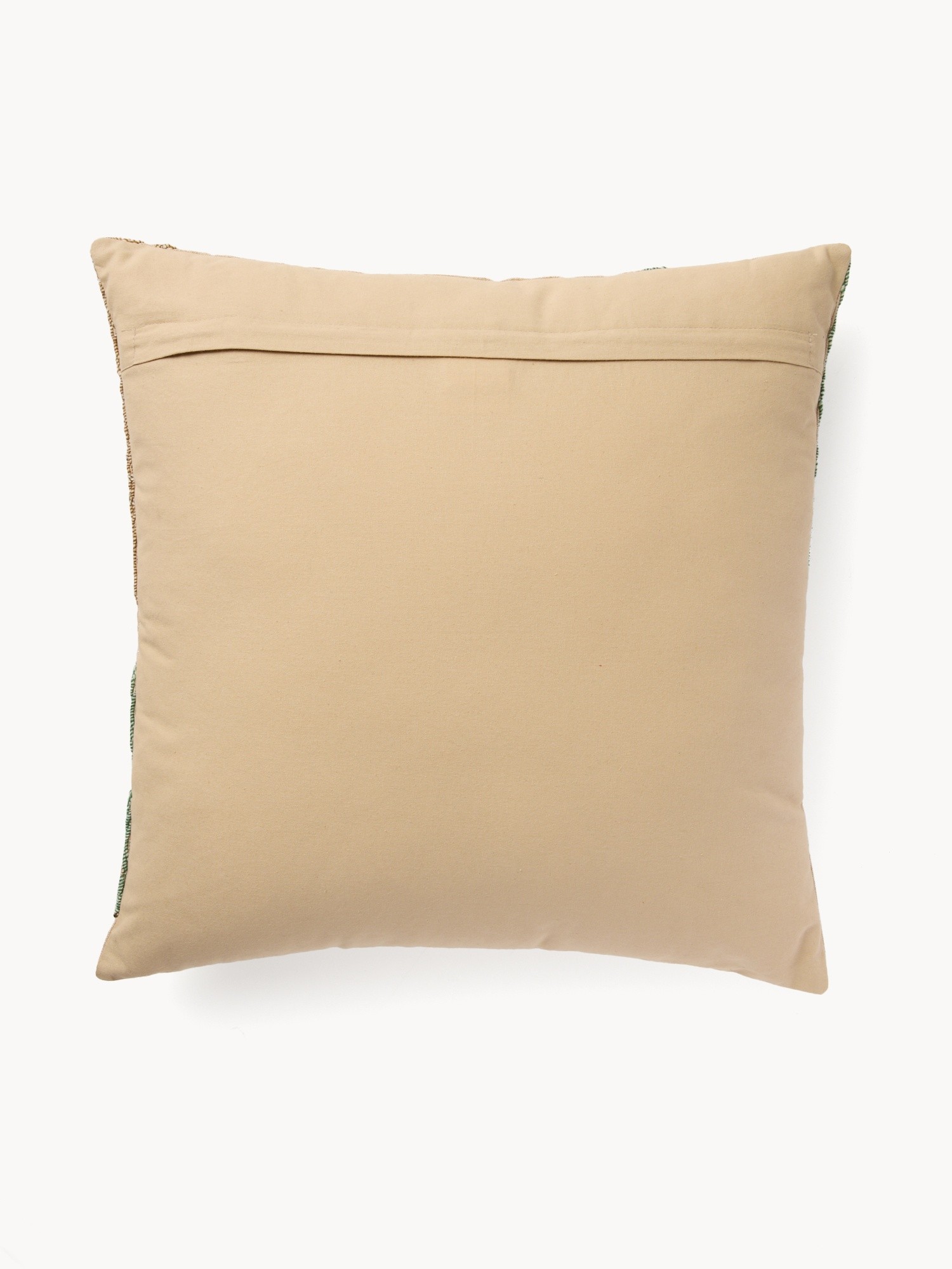 Pillow with leaf and bead embroidery 45x45cm, Verde/Naturale, large image number 1