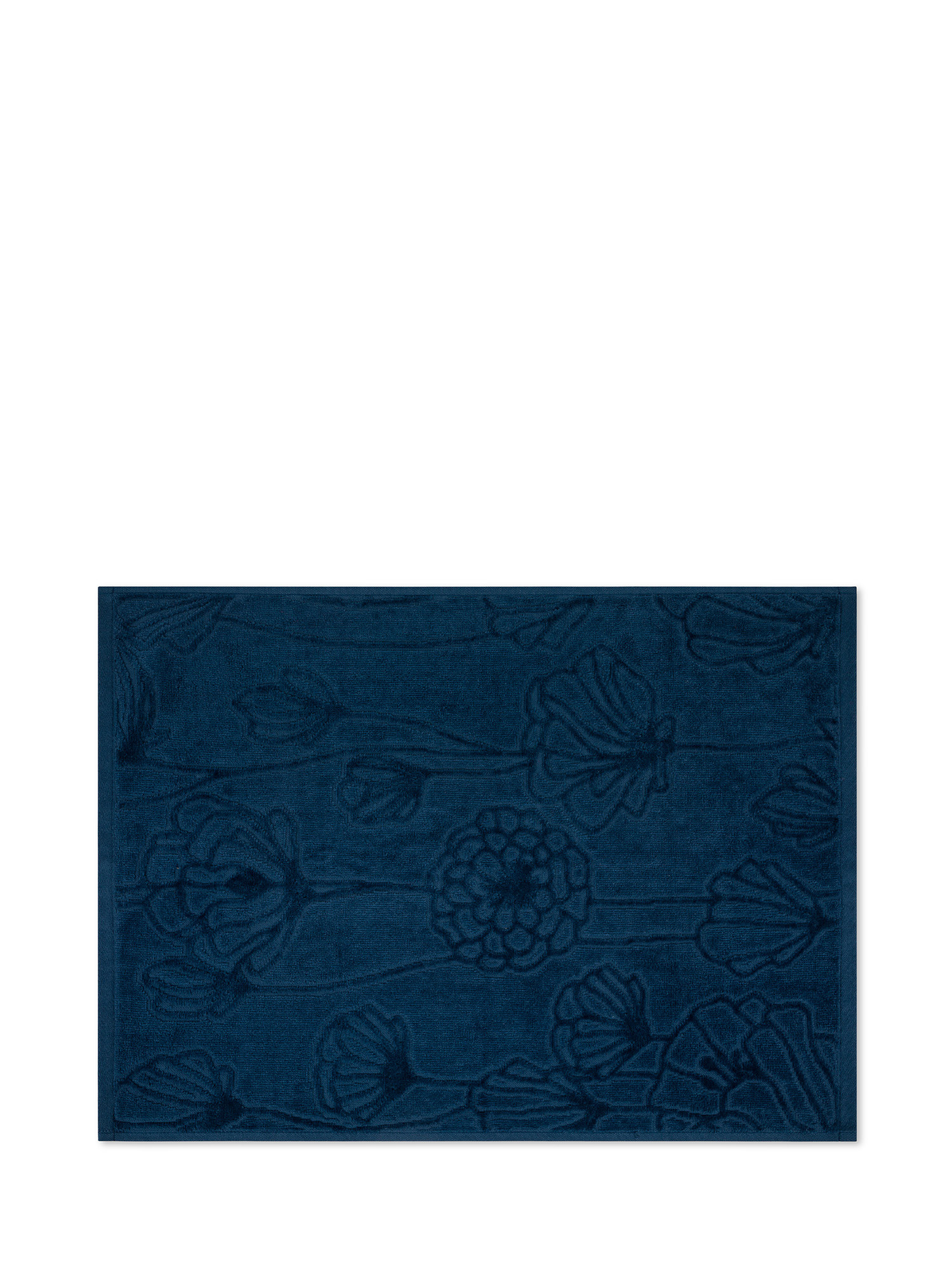 Cotton velor towel with floral pattern, Blue, large image number 1