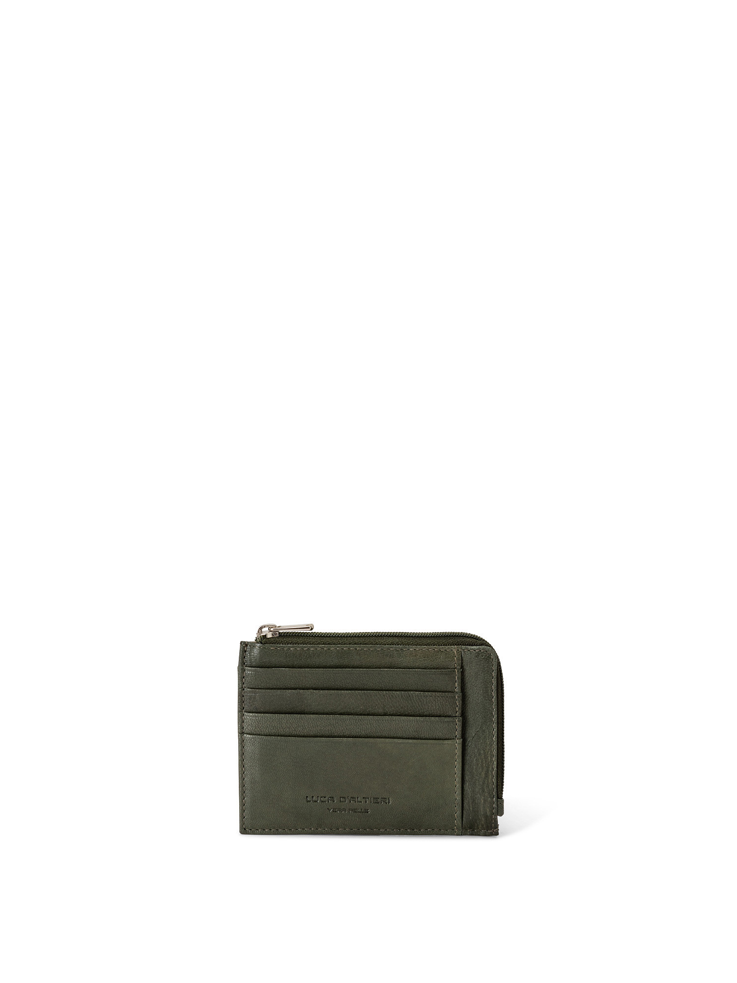 Small genuine leather wallet, Dark Green, large image number 0