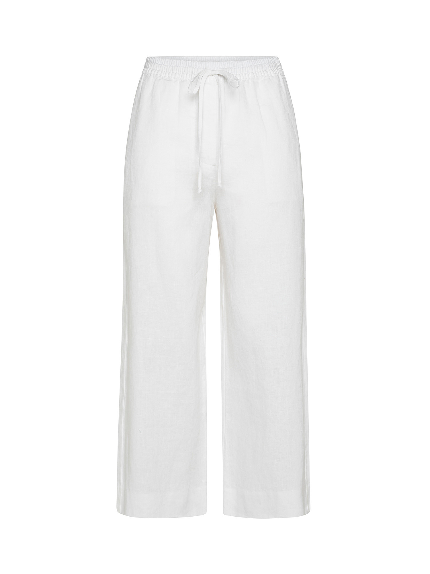Pantalone a gamba ampia in lino, Bianco, large image number 0