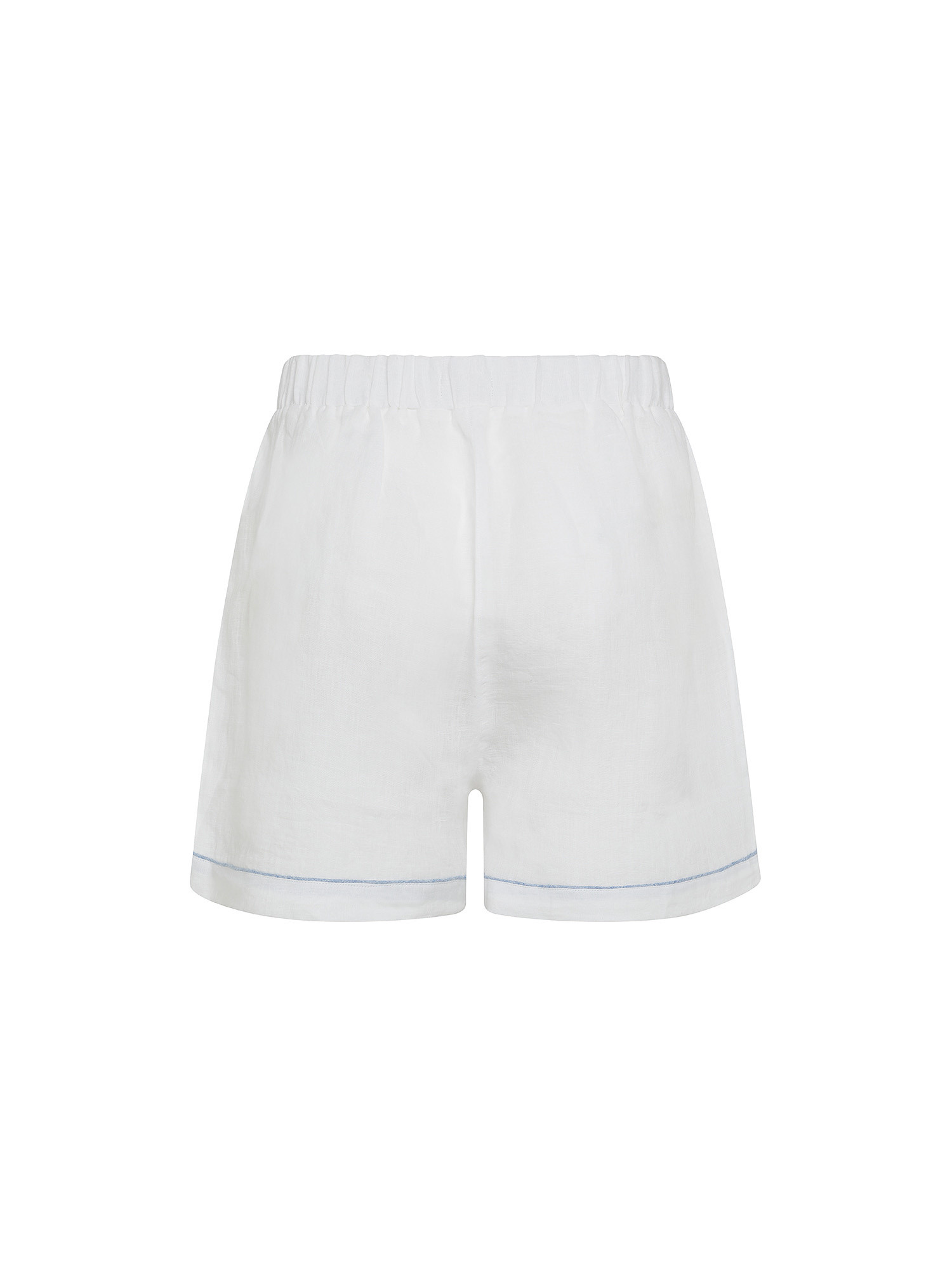 Solid color 100% linen pajama shorts, White, large image number 1