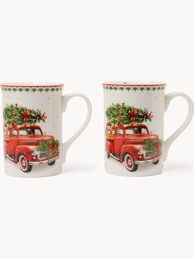Set of 2 porcelain mugs with a Christmas motif