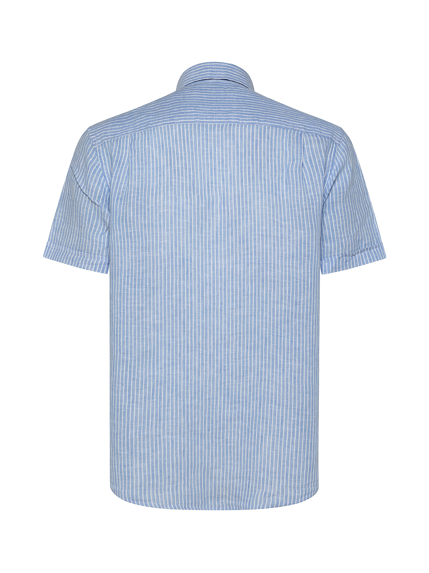 Camicia regular fit a righe in lino, Azzurro, large