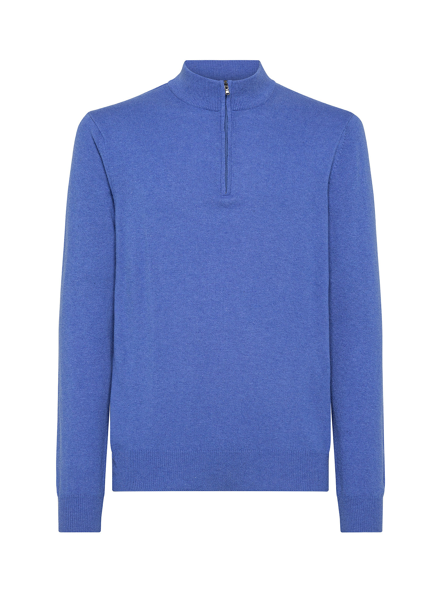 Half zip cardigan with Blend cashmere and noble fibers, Aviation Blue, large image number 0