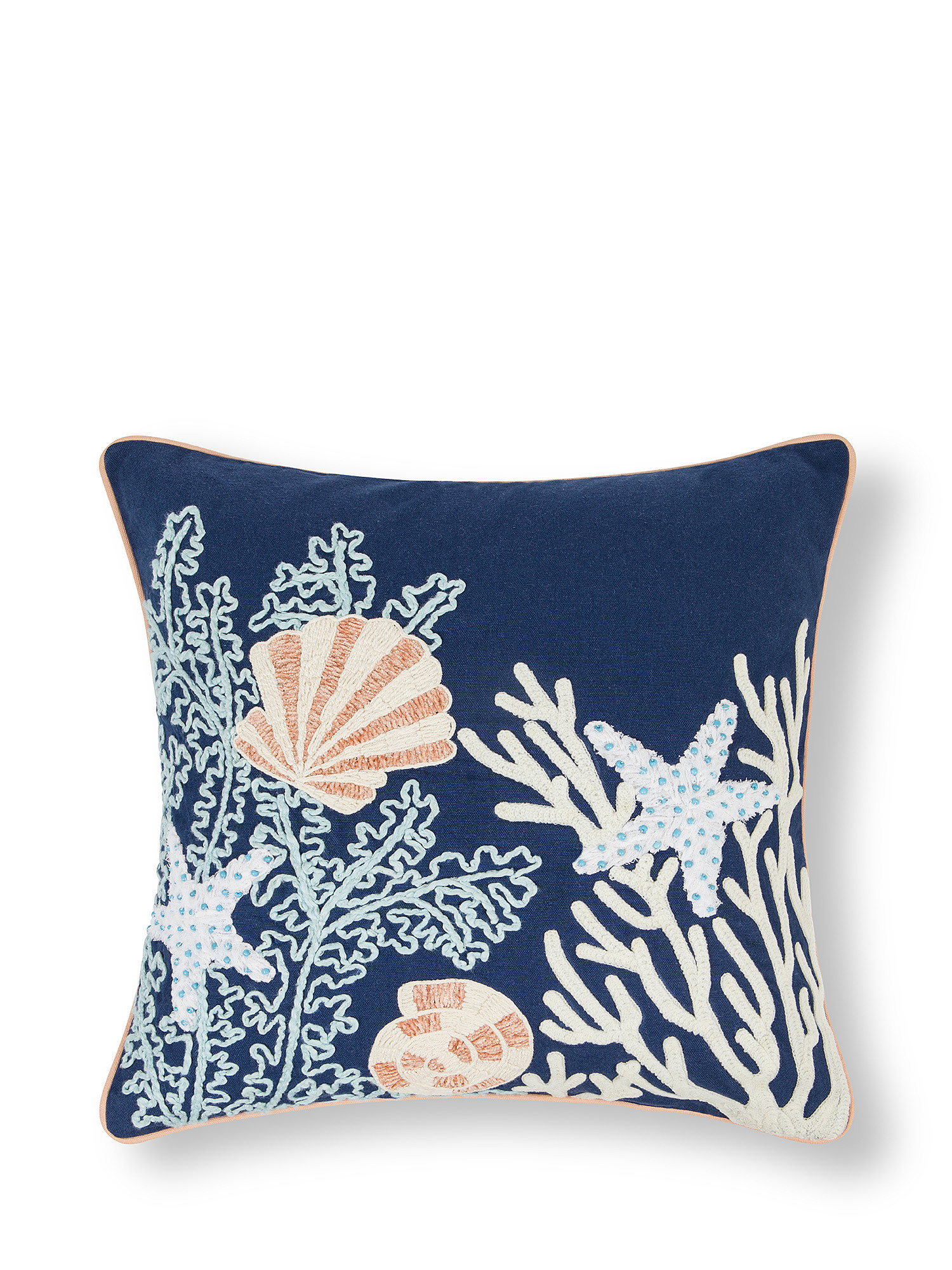 45x45 cm cushion with applications and embroidery, Blue, large image number 0