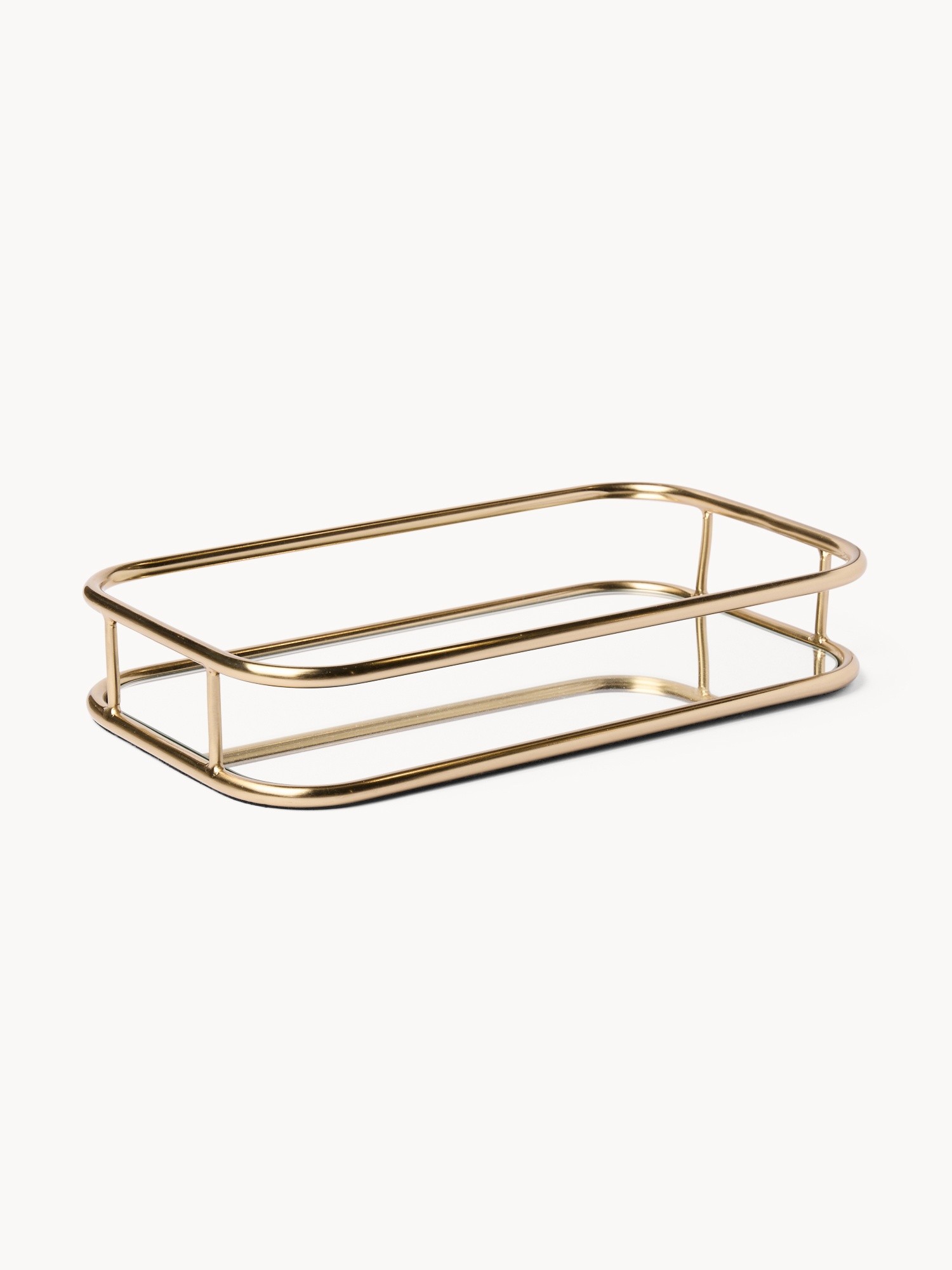 Decorative glass and steel tray, Argentato, large image number 0