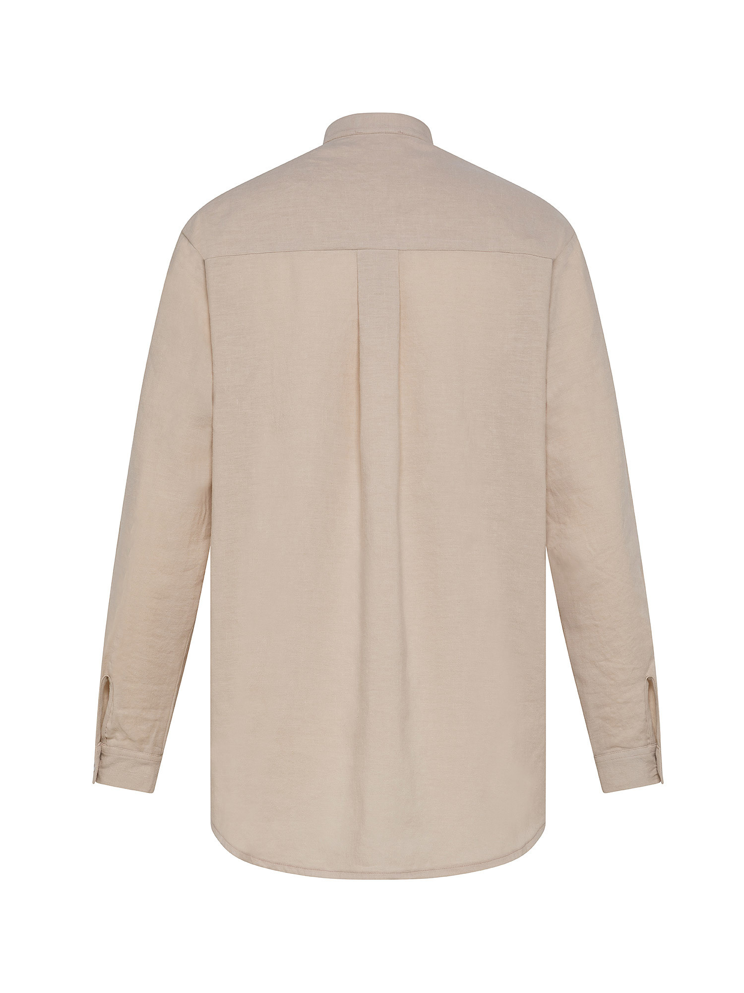 Solid color linen blend shirt, Beige, large image number 1