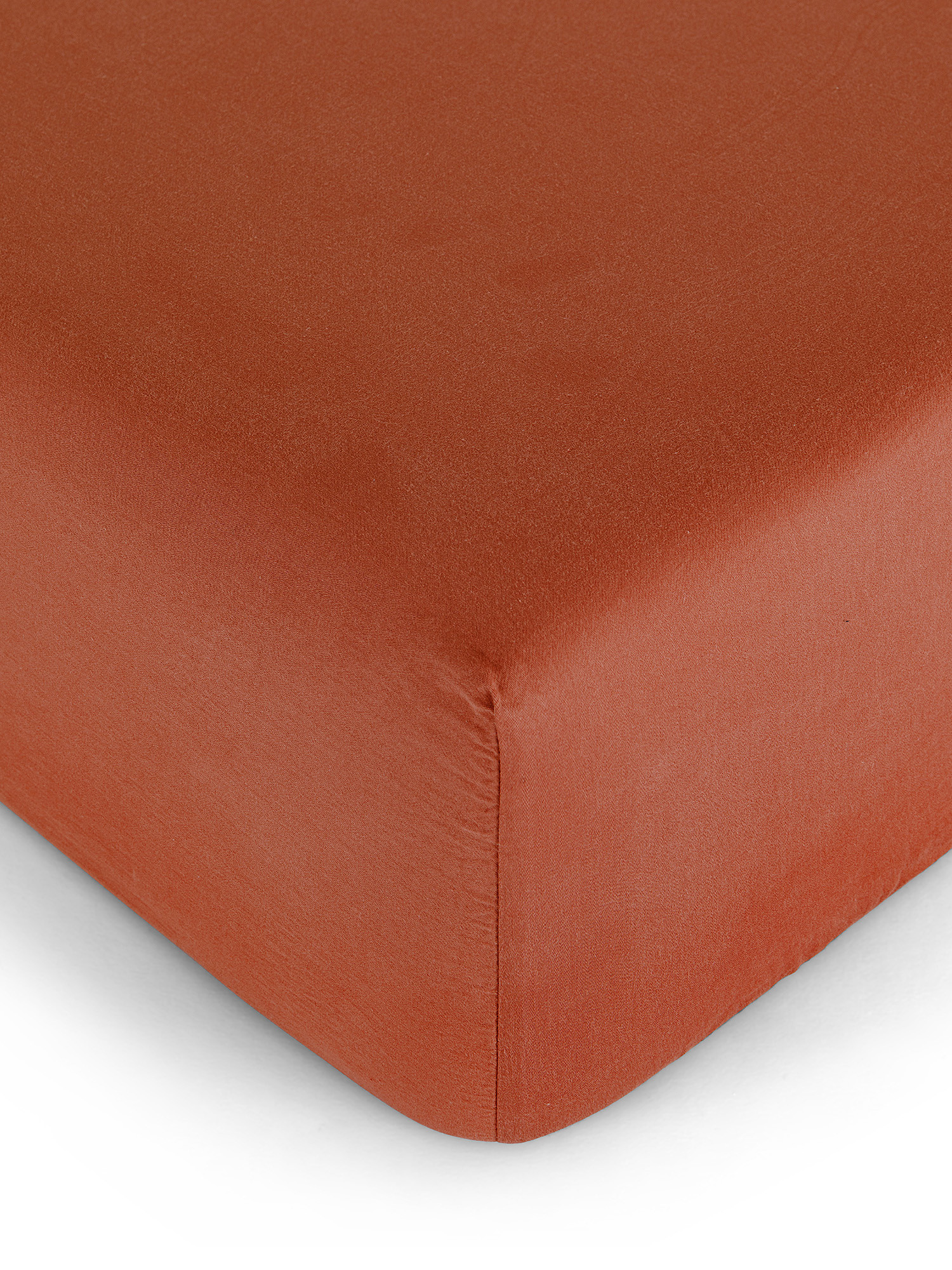 Zefiro solid color cotton satin fitted sheet, Red, large image number 0