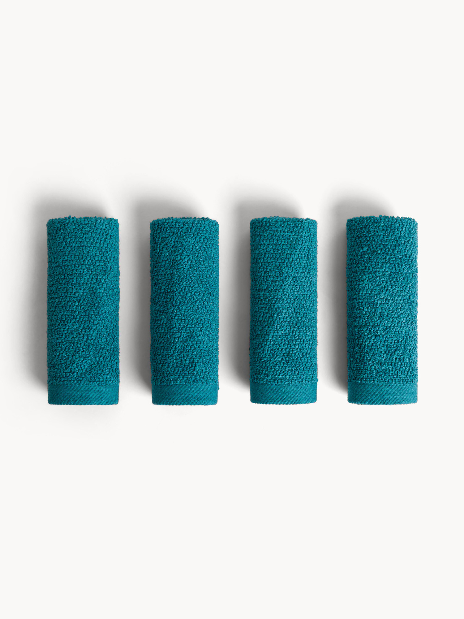 Basket of 4 plain cotton washcloths, Light Blue, large image number 0