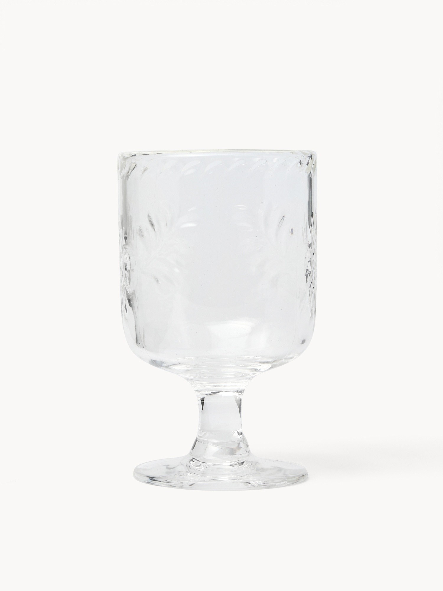 Short stem glass with foliage motif - Discounted price, Transparent, large image number 0