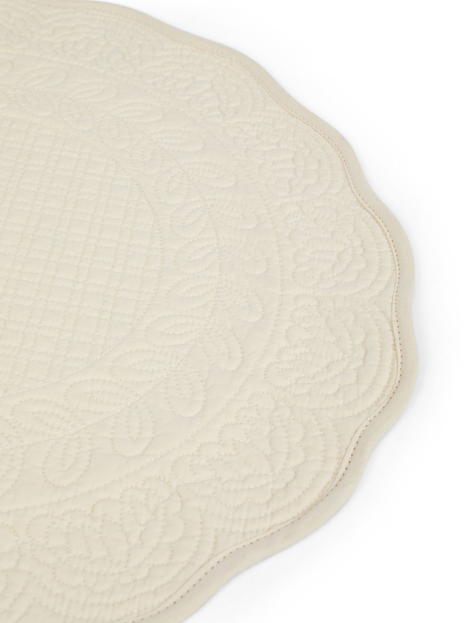 Quilted round placemat, Beige, large image number 1