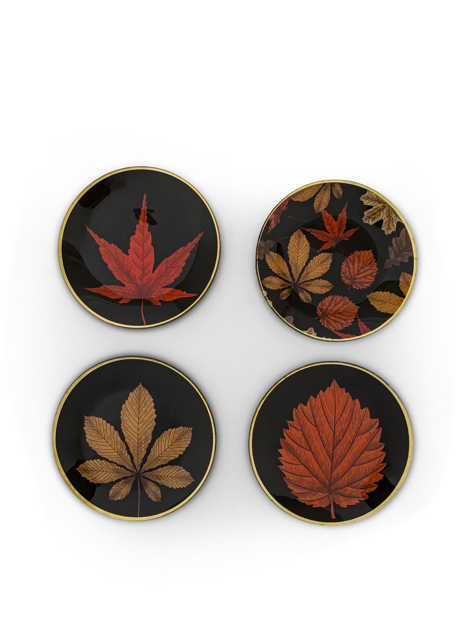 Glass saucer with leaves motif, Black, large image number 0