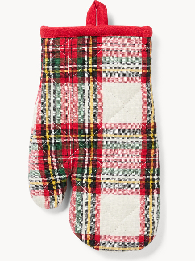 Guanto cucina tartan in puro cotone tinto filo