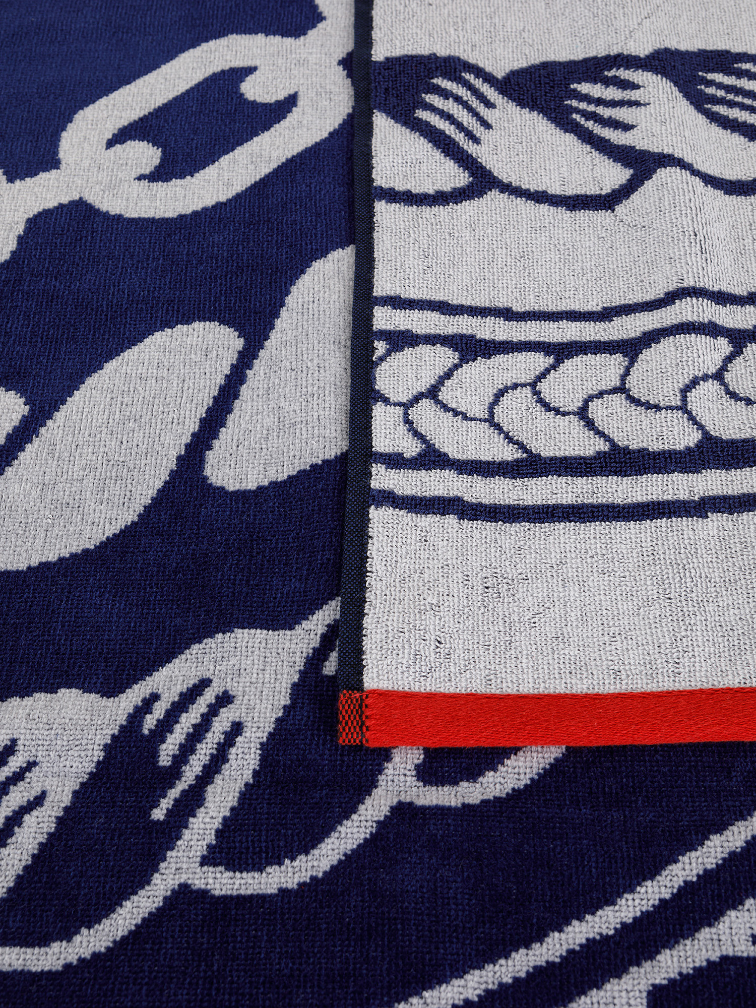 Nautical motif cotton velor beach towel, Blue, large image number 1